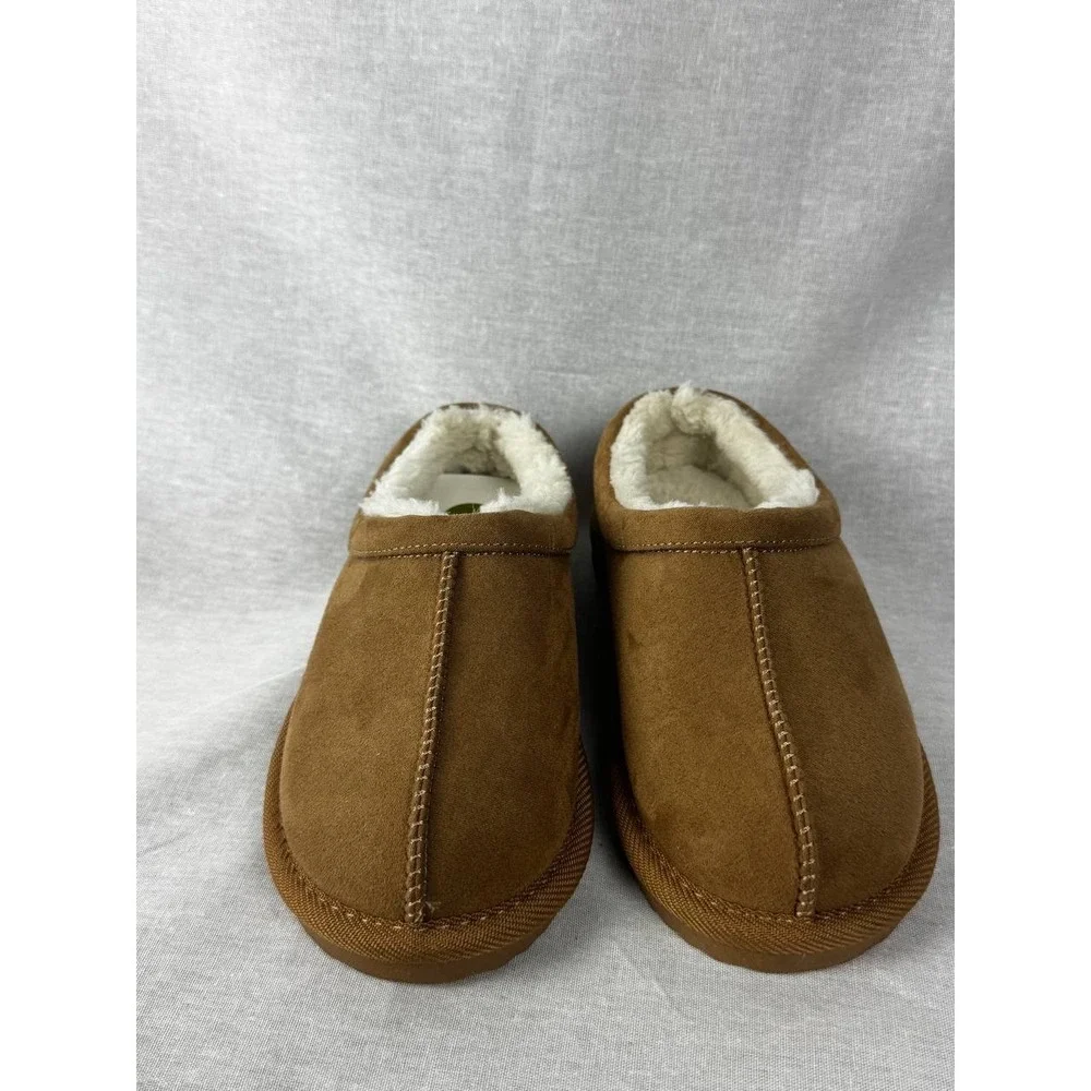 Cat &‎ Jack Kids Chestnut Brown Faux Suede Faux Fur Lined Slipper Clogs Size 11
